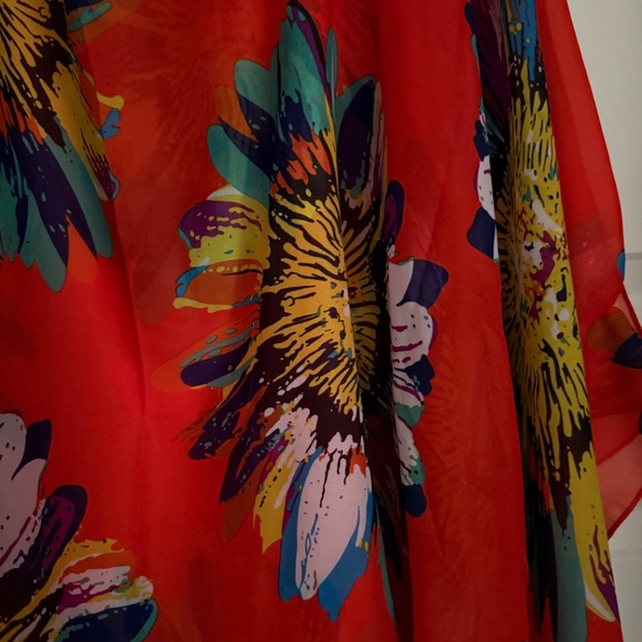 Poncho Style Flowey Topper, One Size, Beautiful Colors Washable EUC - Picture 2 of 2